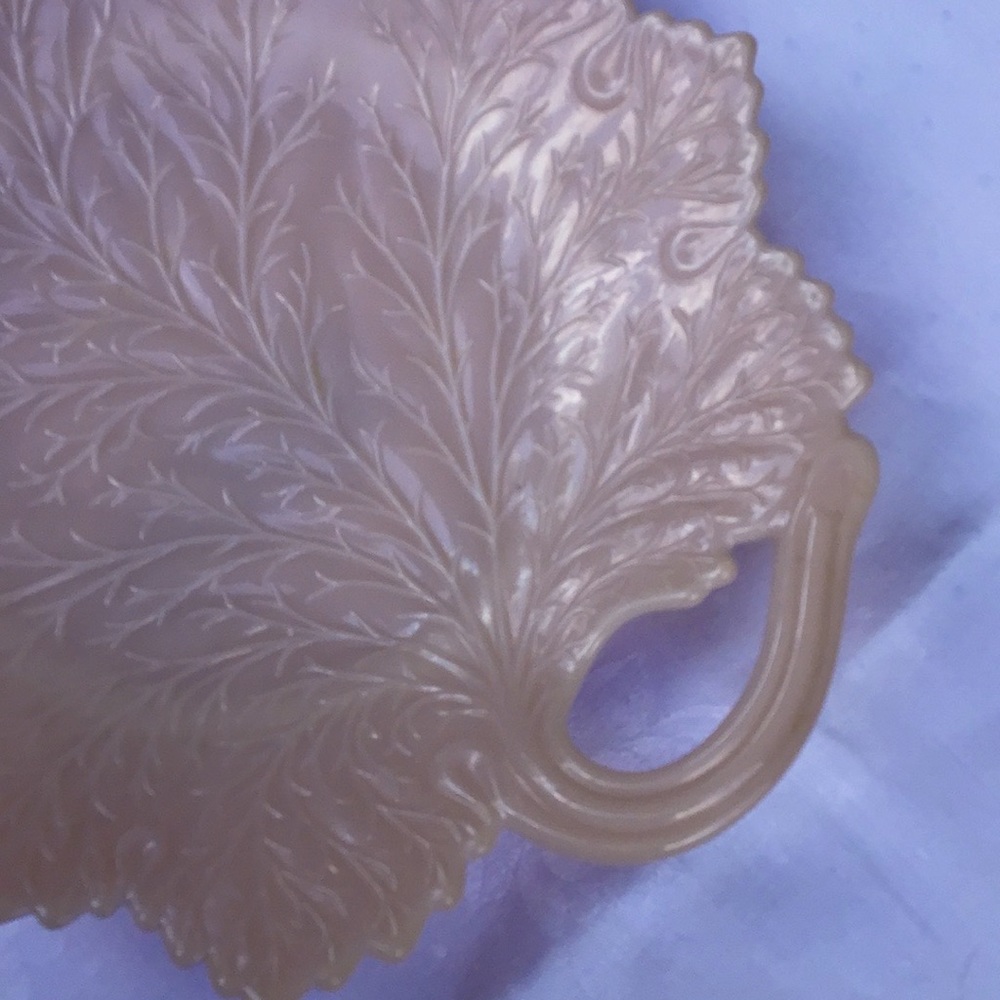 Fenton Pink Milk Glass Leaf Plate